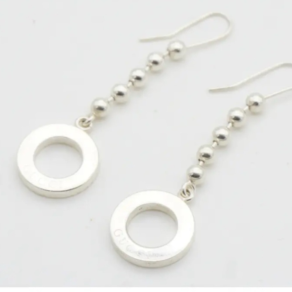 Authentic Gucci Circle Ball Chain Hook Earrings S… - image 2